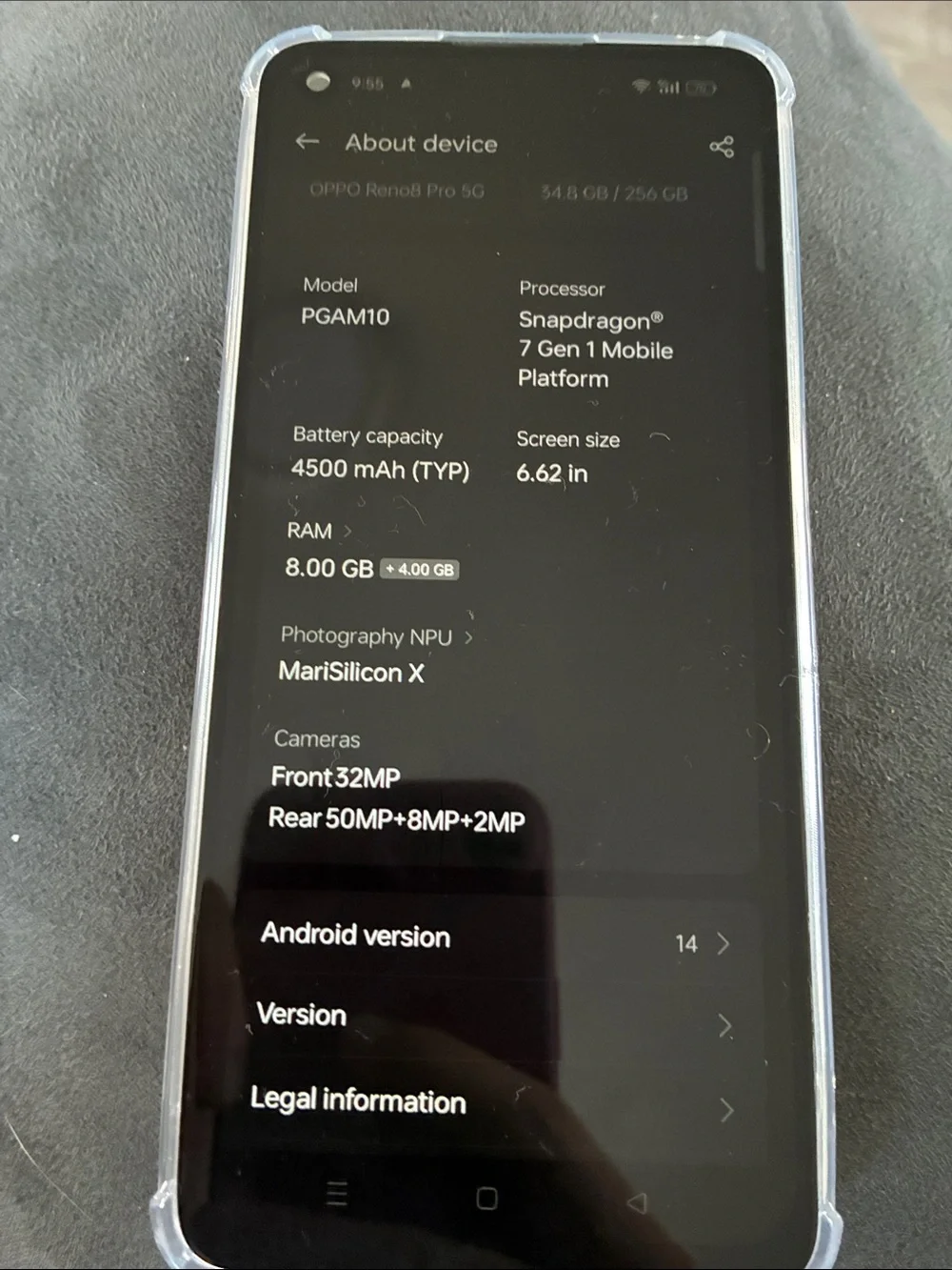 Oppo Reno8 Pro 5G Smartphone - Black with Clear Case